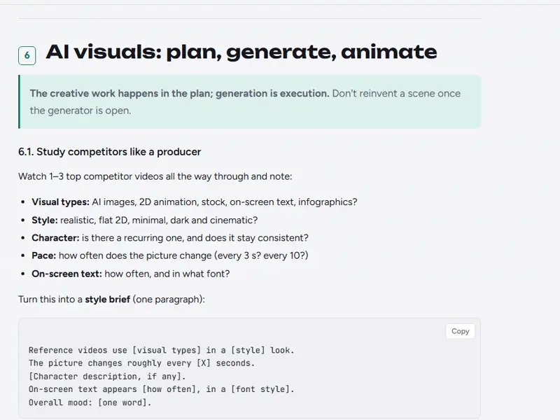 Course page: Module 6, style brief template